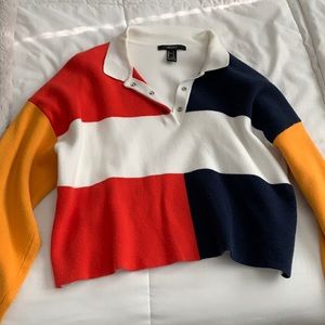 Retro multi color cropped sweater